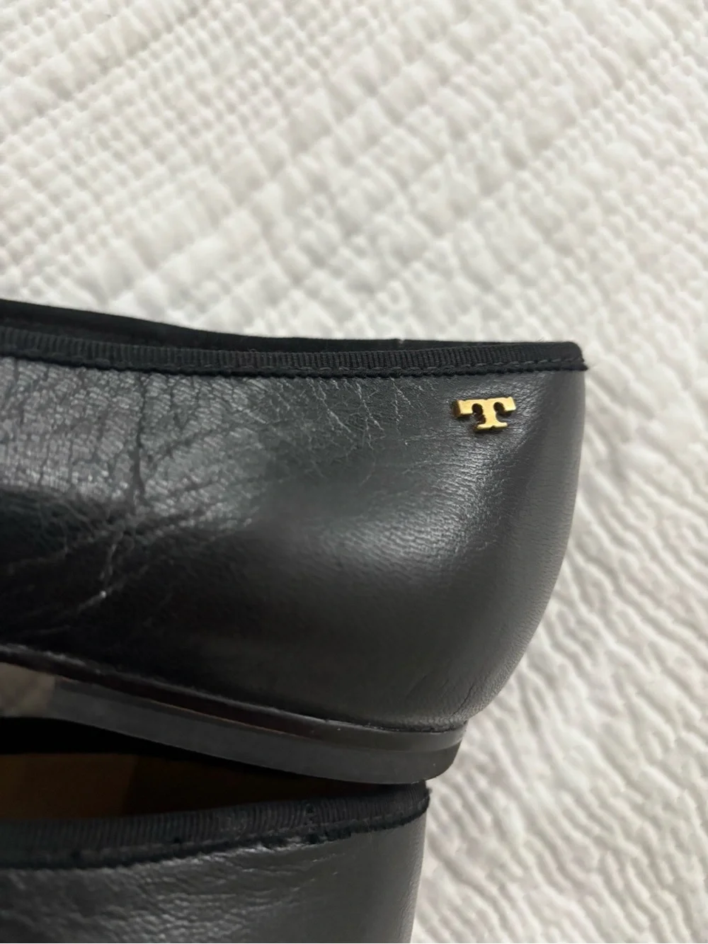Tory Burch Black Leather Laila Driver Ballet Flats Size 11